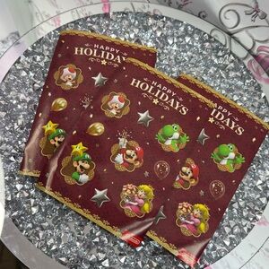 3 pack stickers Nintendo Super Mario Holiday Red Party set happy holidays